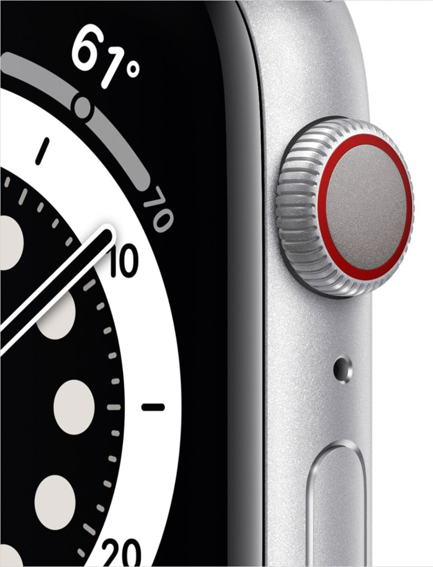 Apple Watch Series 6 (GPS + LTE) 44mm Silver Aluminum Case & White Sport Band (Pre-Owned)