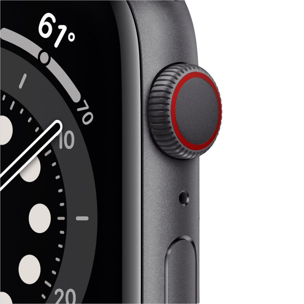 Apple Watch Series 6 GPS + LTE, 44MM Space Gray Aluminum Case & Black Sport Band (Pre-Owned)