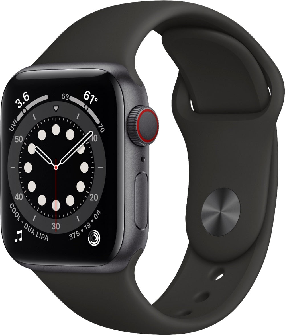 Apple Watch Series 6 (GPS + LTE) 40mm Space Gray Aluminum Case & Black Sport Band (Renewed)