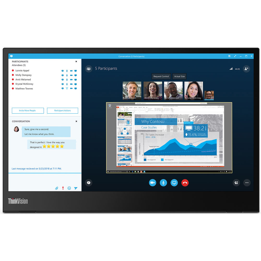 Lenovo ThinkVision M14 14" Full HD 1920x1080 Monitor without Accessories - Black (Refurbished)
