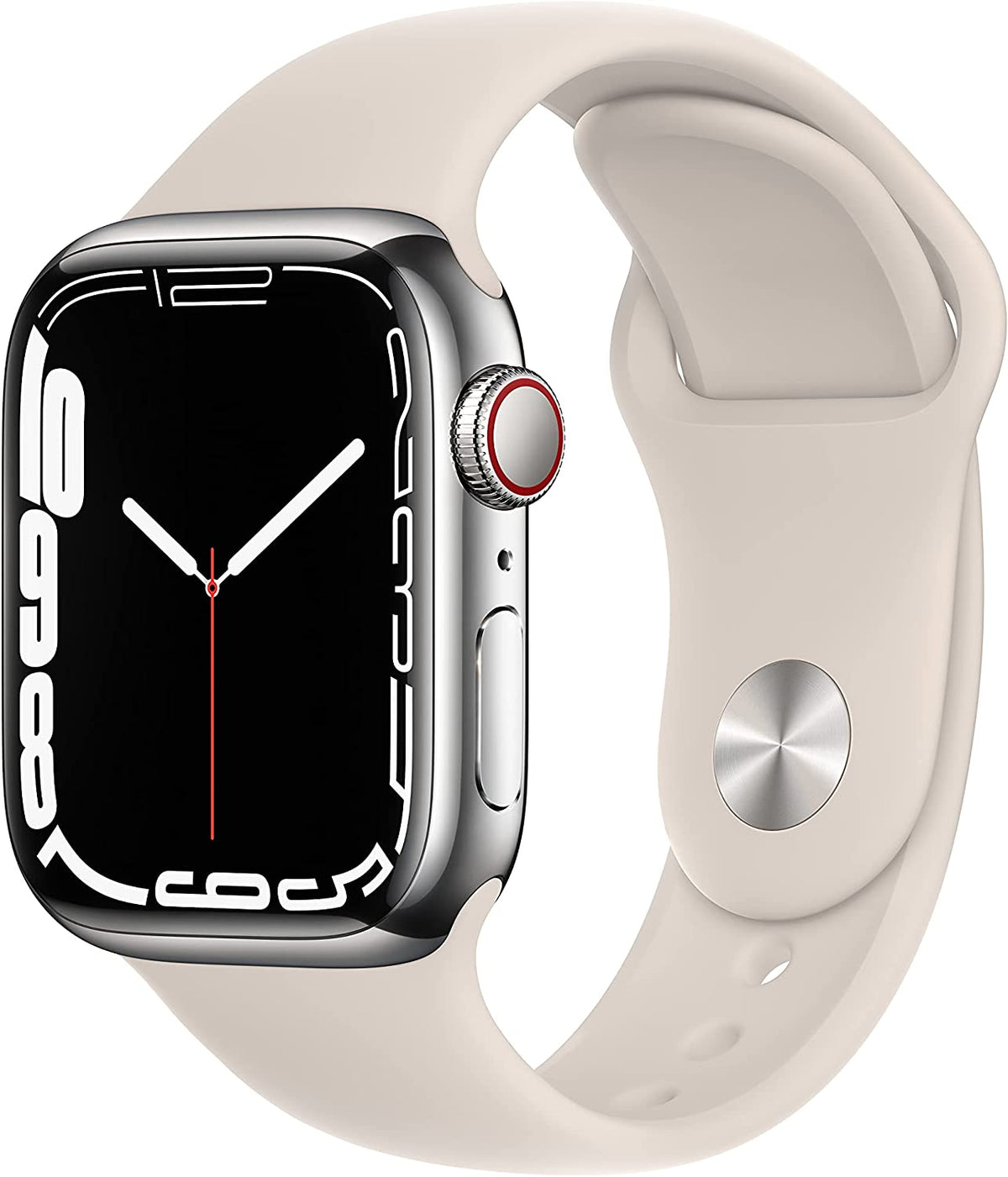 Apple Watch Series 7 (GPS + LTE) 41mm Stainless Steel Case & Starlight Sport Band (Pre-Owned)