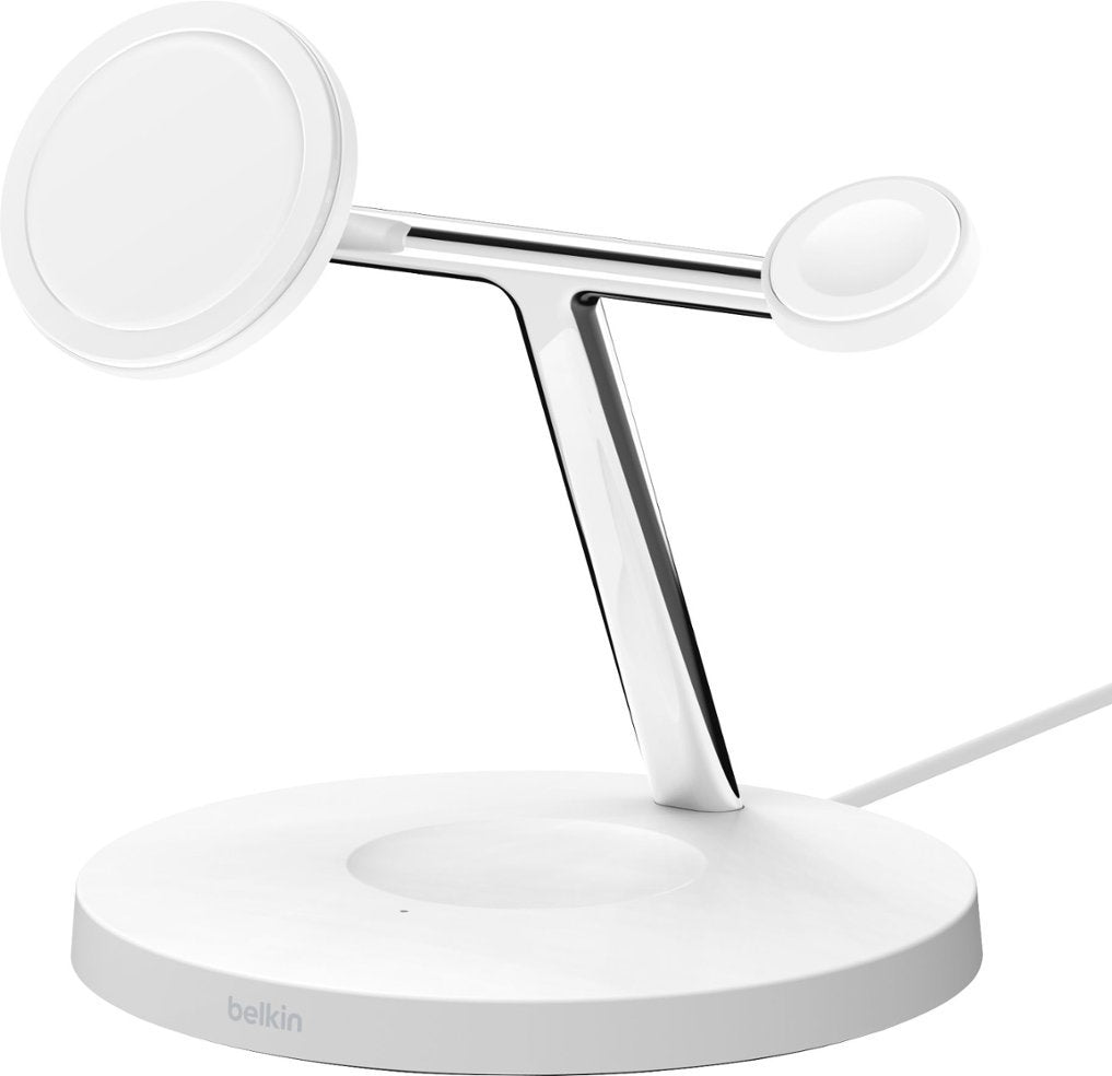 Belkin BOOSTCHARGE PRO 3-in-1 Wireless Charging Stand with MagSafe - White (Pre-Owned)