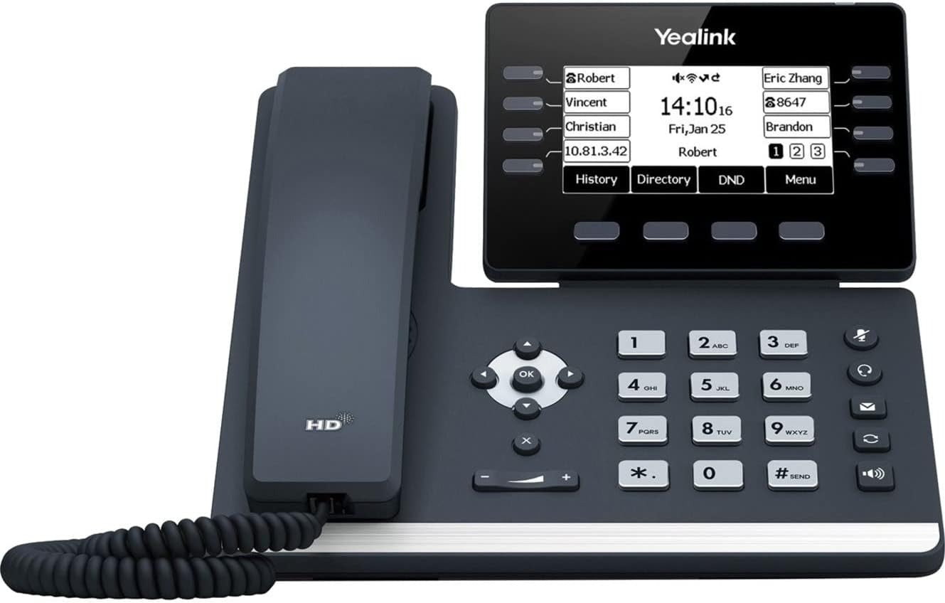 Yealink T53W IP Phone, 12 VoIP Accounts. 3.7-Inch Display - Black (Renewed)