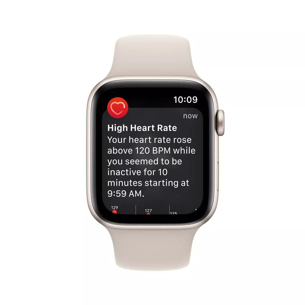Apple Watch SE 2nd Gen (GPS + LTE) 44mm Silver Aluminum Case & Starlight Sport Band (Certified Refurbished)