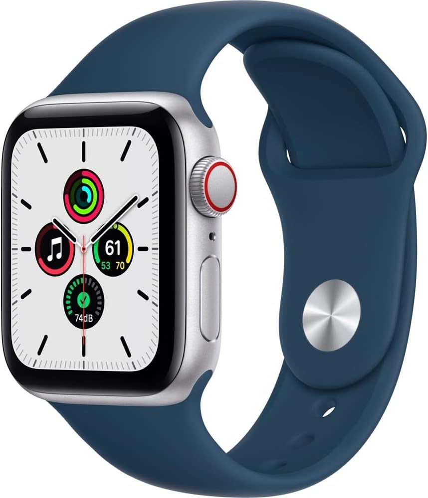 Apple Watch Series SE 2nd Gen (GPS+LTE) 44mm Silver Aluminum Case Abyss Blue Sport Band (Pre-Owned)