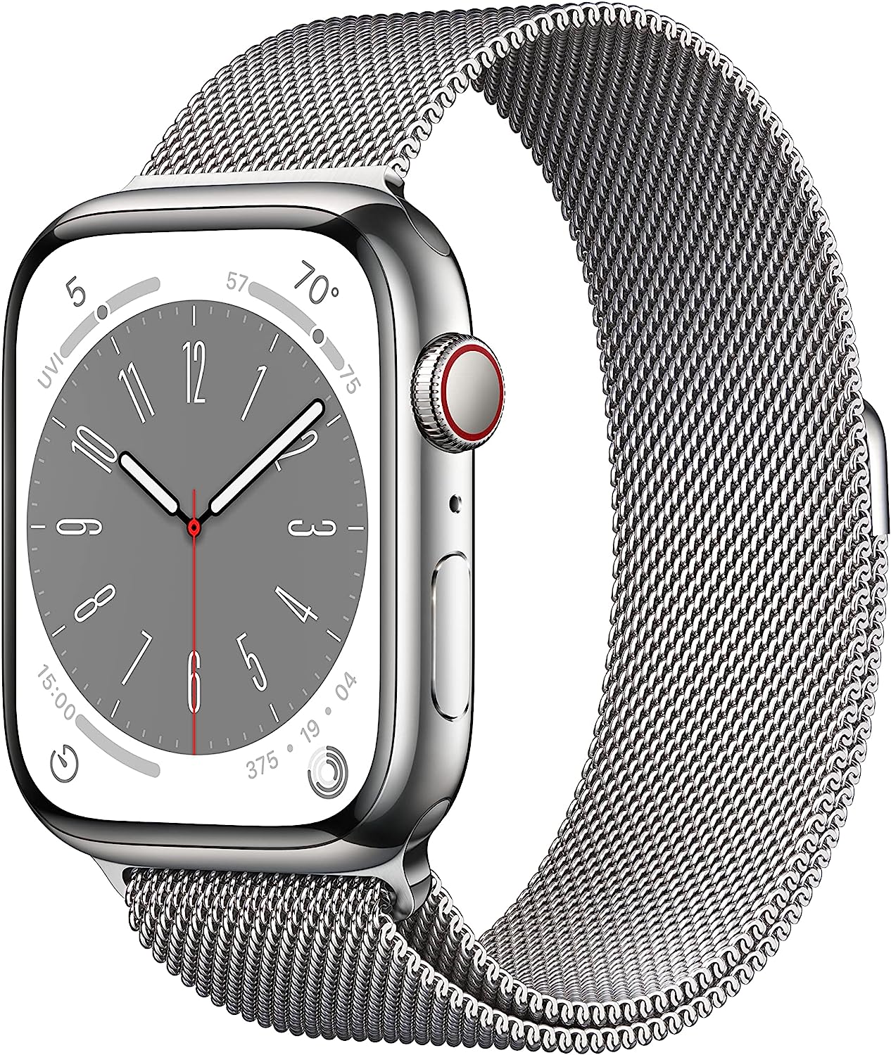 Apple Watch Series 8 (GPS + LTE) 45MM Silver Stainless Steel Case Milanese Loop (Refurbished)