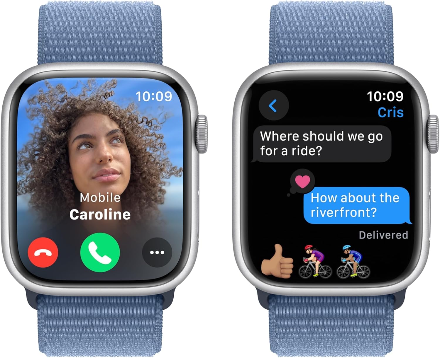 Apple Watch Series 9 (GPS) 45MM Silver Aluminum Case Winter Blue Sport Loop (Pre-Owned)