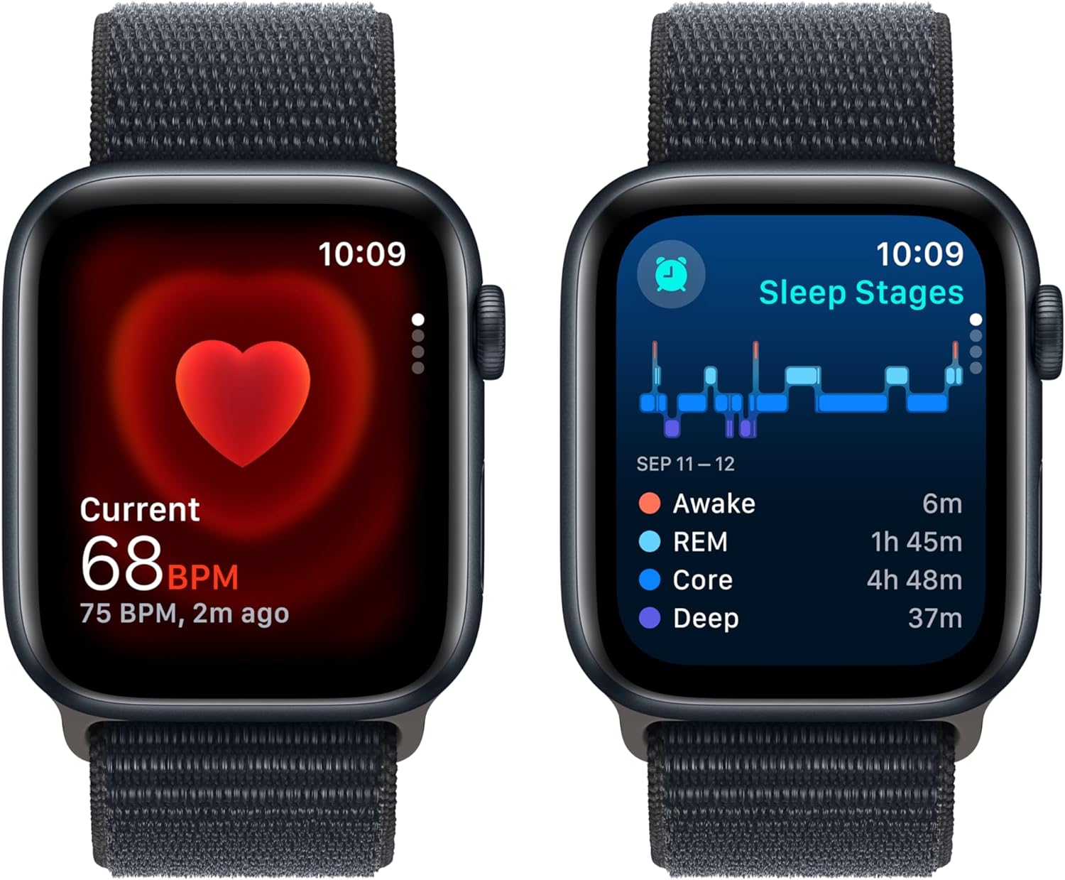 Apple Watch Series SE 2nd Gen (GPS) 44mm Midnight Aluminum Case Black Sport Band (Certified Refurbished)