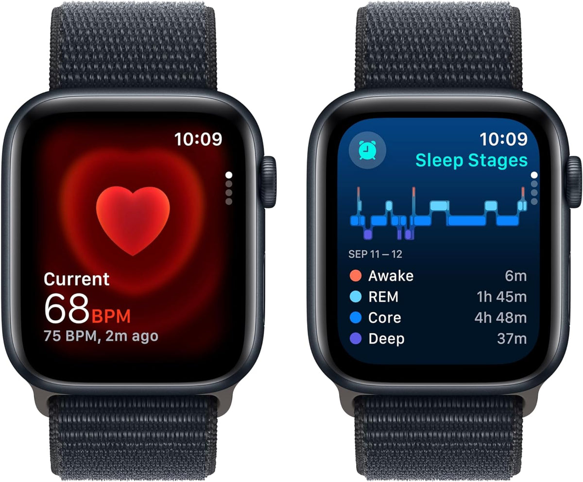 Apple Watch Series SE 2nd Gen (GPS) 44mm Midnight Aluminum Case Black Sport Band (Renewed)
