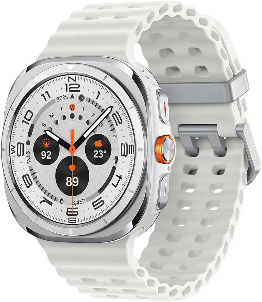 Samsung Galaxy Watch Ultra (Wifi + LTE) 47mm Titanium Silver White Marine Band (Renewed)