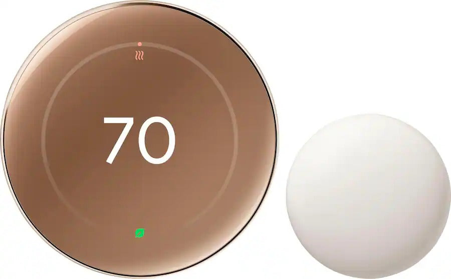Google Nest Thermostat (4th Gen) + Temp Sensor (2nd Gen) - Polished Gold (Pre-Owned)