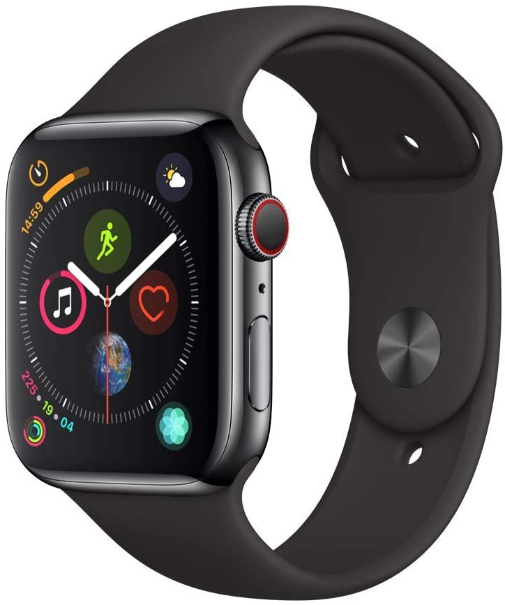 Apple Watch Series 4 (2018) 44mm GPS + Cellular - Black Stainless Steel Case & Sport Band (Pre-Owned)