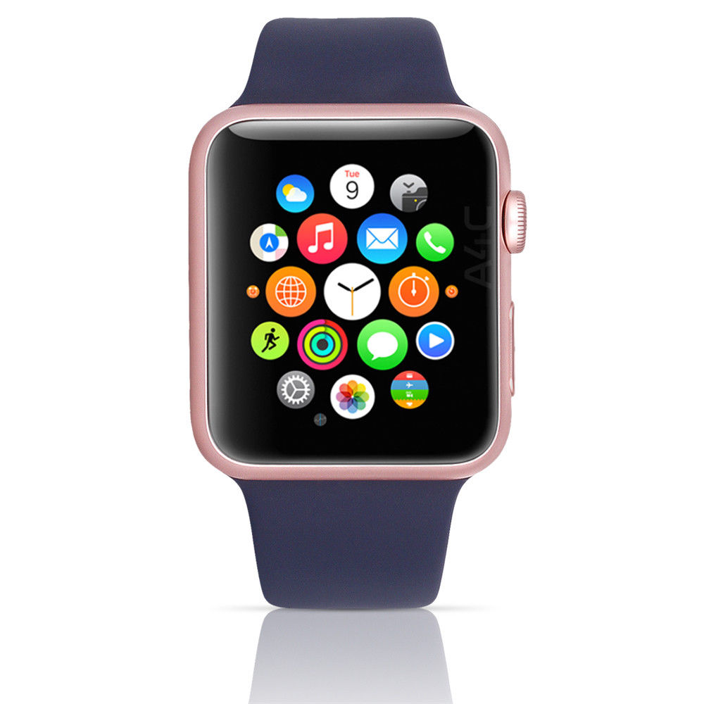 Apple Watch Gen 1 38mm Rose Gold Case w/ Midnight Blue Sport Band (Refurbished)