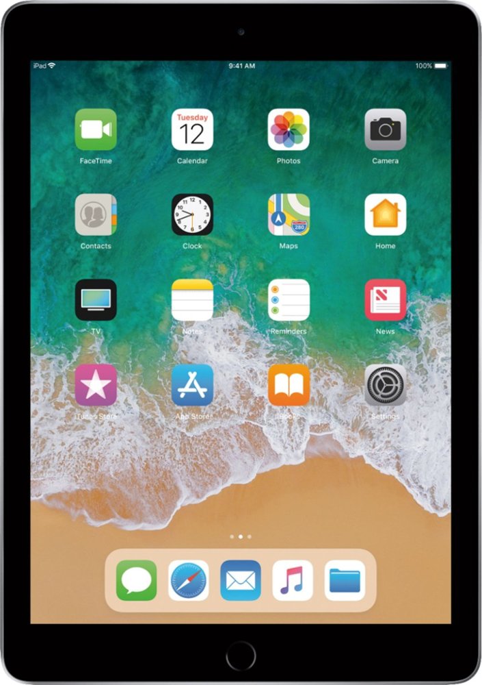Apple iPad 5th Generation, 128GB, Wifi Only - Space Gray (Renewed)