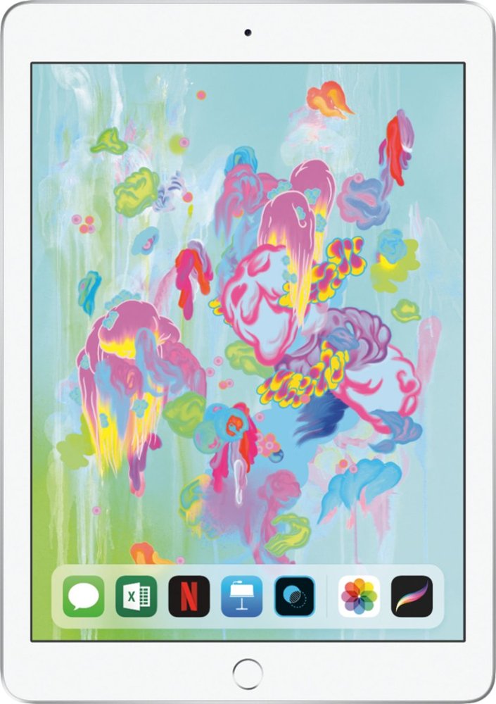 Apple iPad 6th Gen (2018) 128GB (Wifi + LTE)(Unlocked) - Silver (Renewed)