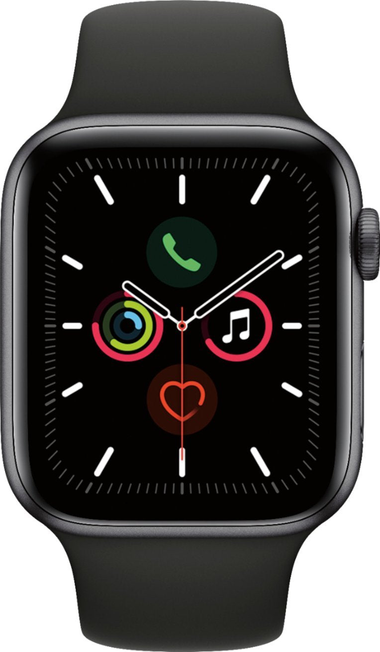 Apple Watch Series 5 (GPS + LTE) 44mm Space Gray Aluminum Case & Black Sport Band (Refurbished)
