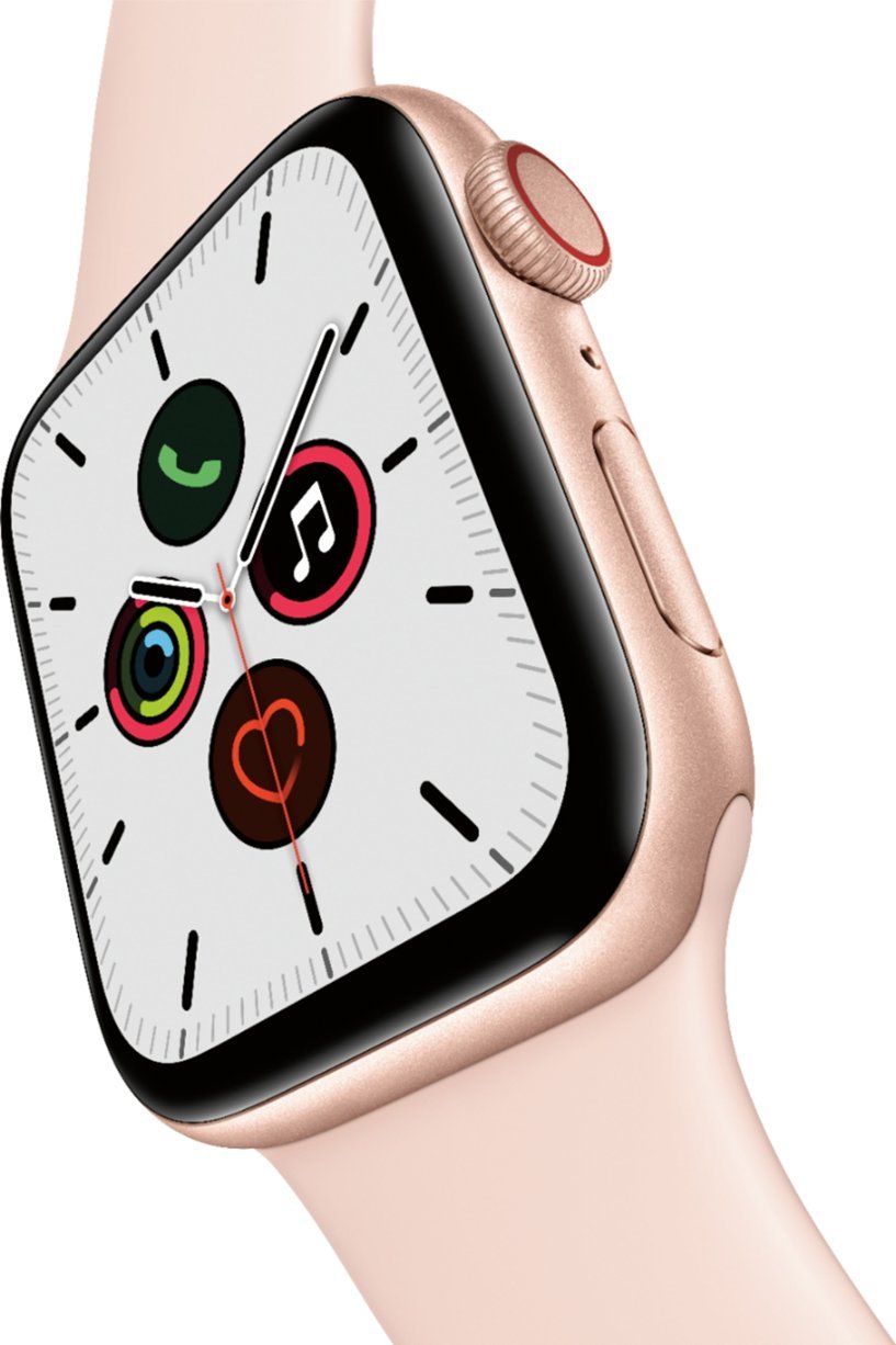 Apple Watch Series 5 (GPS + LTE) 44mm Gold Aluminum Case & Pink Sand Sport Band (Refurbished)