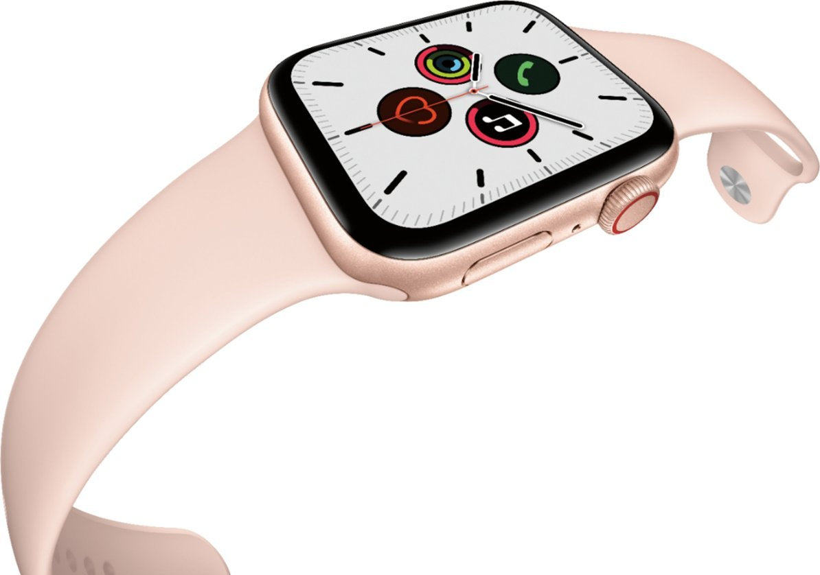 Apple Watch Series 5 (GPS + LTE) 44mm Gold Aluminum Case & Pink Sand Sport Band (Refurbished)