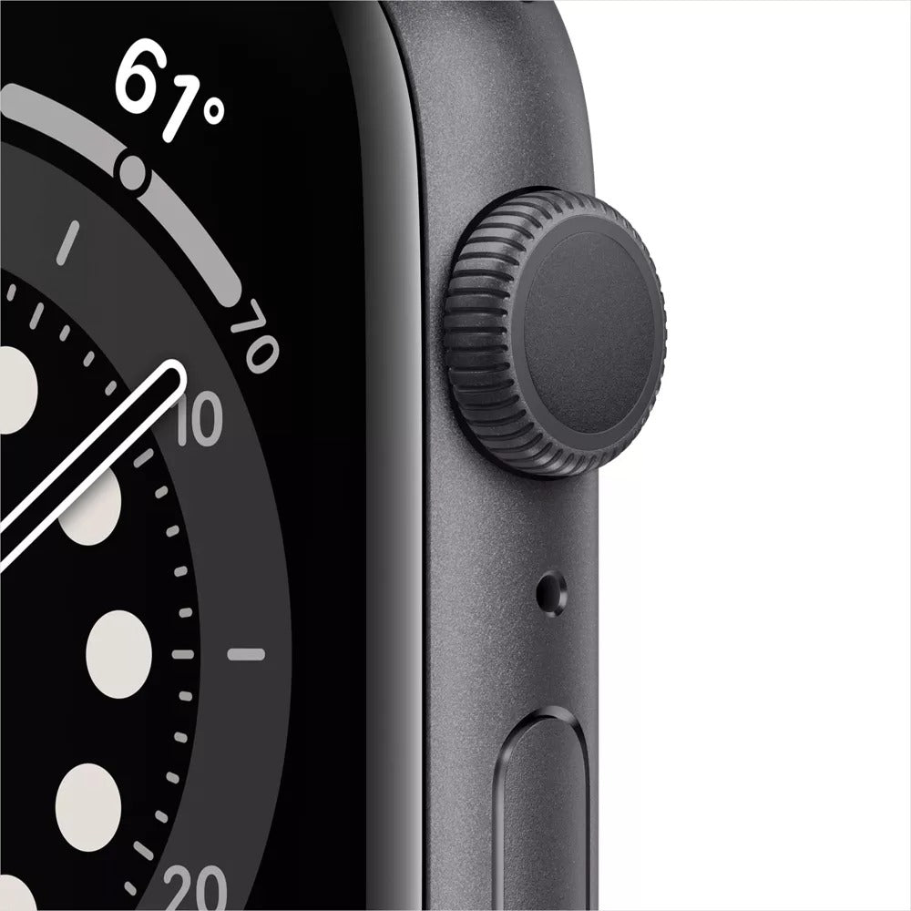 Apple Watch Series 6 (GPS + LTE) - 44MM Silver Titanium Case Black Sport Band (Refurbished)