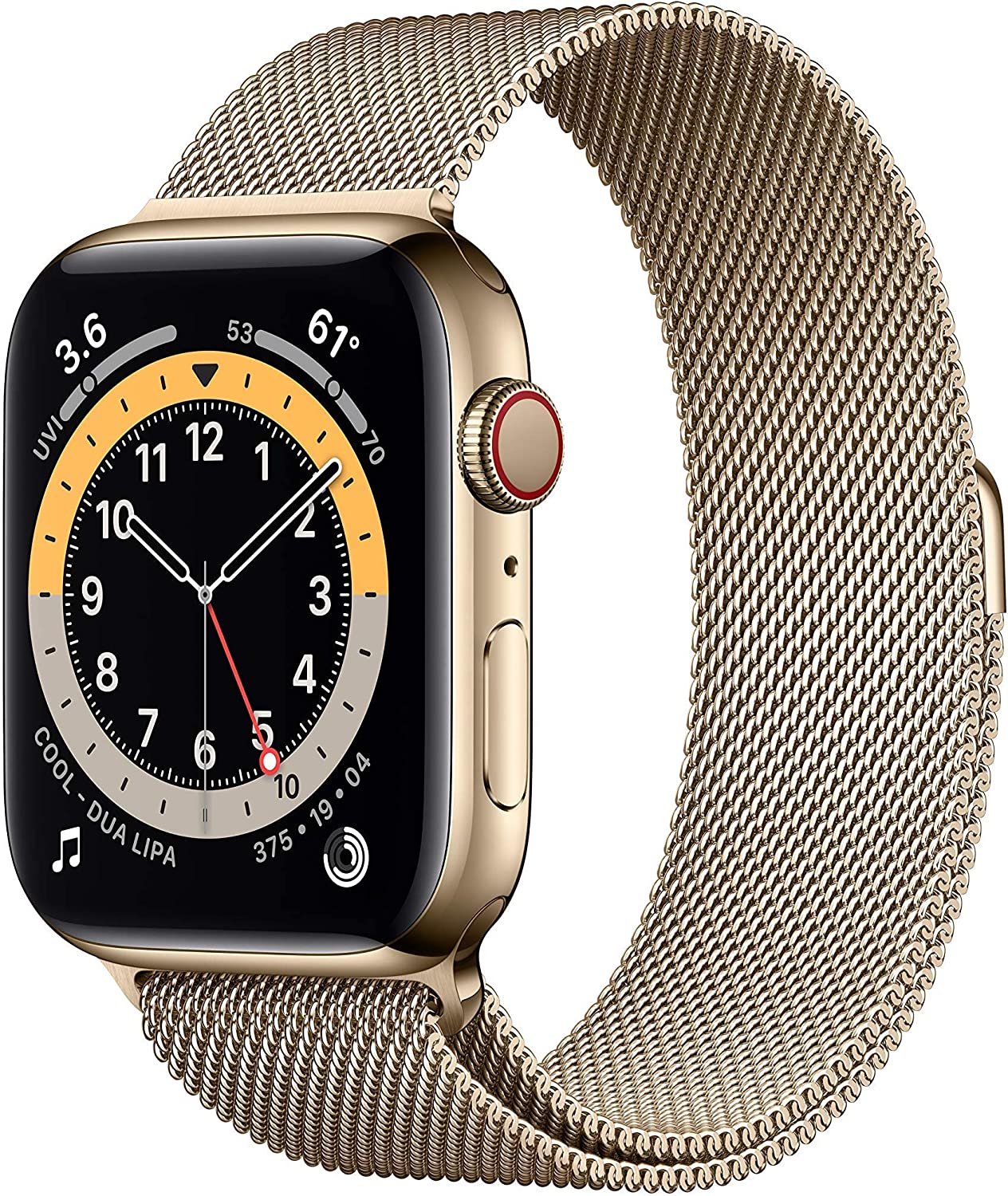 Apple Watch Series 6 (GPS + LTE) 44mm Gold Stainless Steel Case & Gold Milanese Loop (Certified Refurbished)