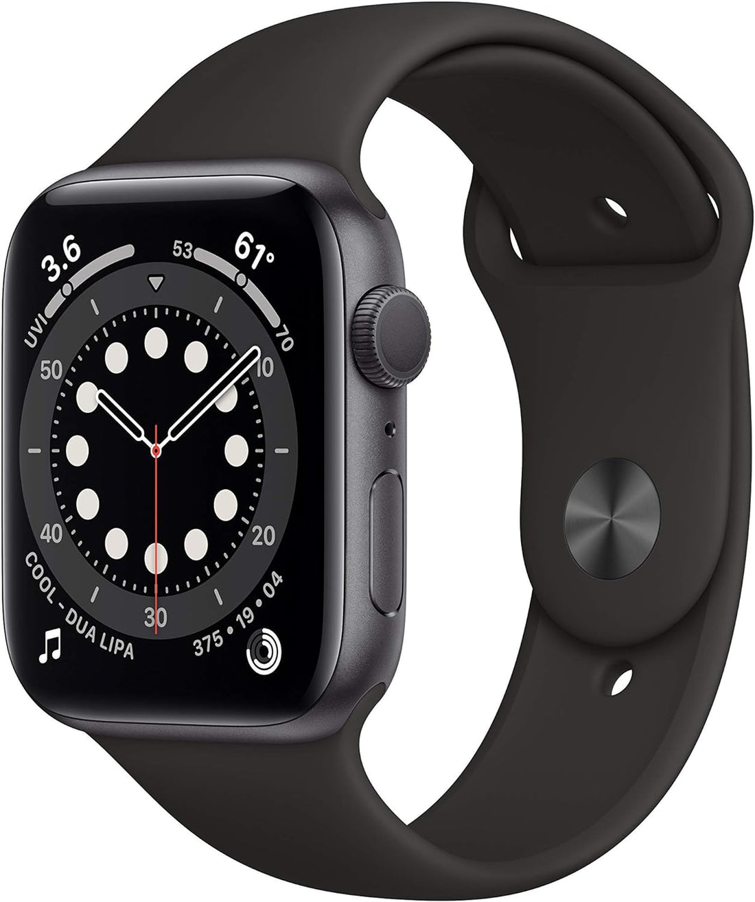 Apple Watch Series 6 GPS w/ 44MM Space Gray Aluminum Case &amp; Black Sport Band (Refurbished)