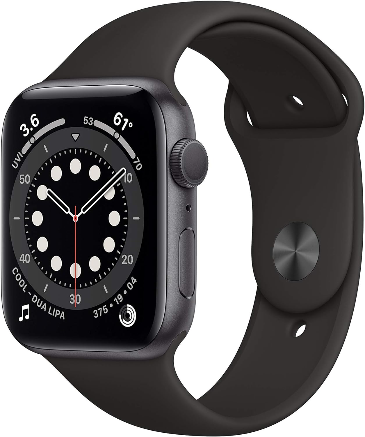 Apple Watch Series 6 GPS w/ 44MM Space Gray Aluminum Case & Black Sport Band (Refurbished)