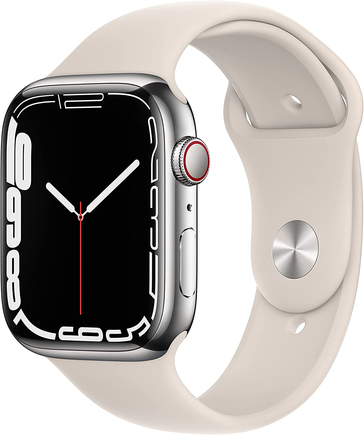 Apple Watch Series 7 GPS + LTE 45MM Silver Stainless Steel Case & Starlight Band (Refurbished)