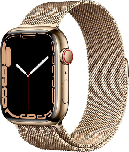 Apple Watch Series 7 (GPS + LTE) 45MM Gold Stainless Steel Case Milanese Loop (Refurbished)