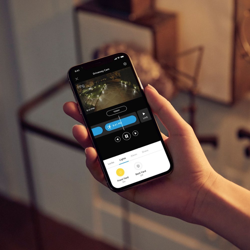 Ring Spotlight Cam Wired Plug-in HD security camera w/ built-in spotlights Black (Refurbished)