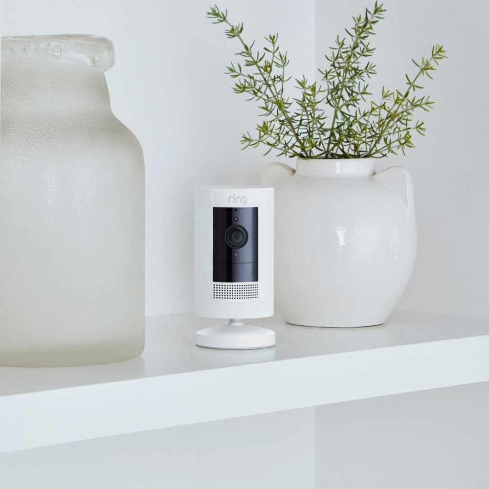 Ring Stick Up Indoor/Outdoor 1080p Wire-Free Security Camera - White (Renewed)