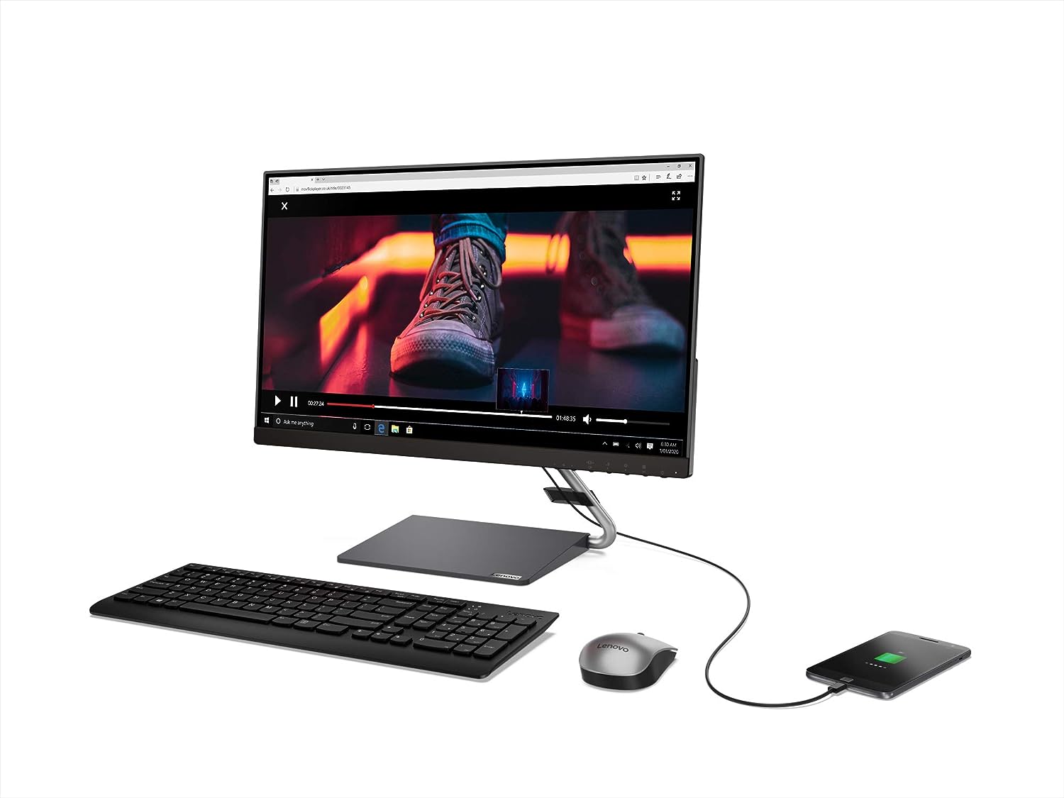 Lenovo Q24h-10 23.8-inch QHD (2560 x 1440) USB-C LCD Monitor - Graphite Grey (Refurbished)