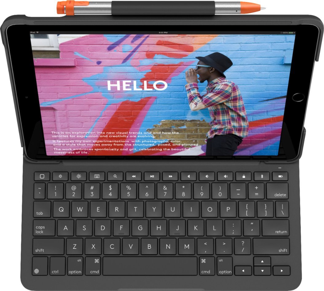 Logitech Slim Keyboard Folio Case for Apple iPad 7th / 8th / 9th Gen - Graphite (Refurbished)