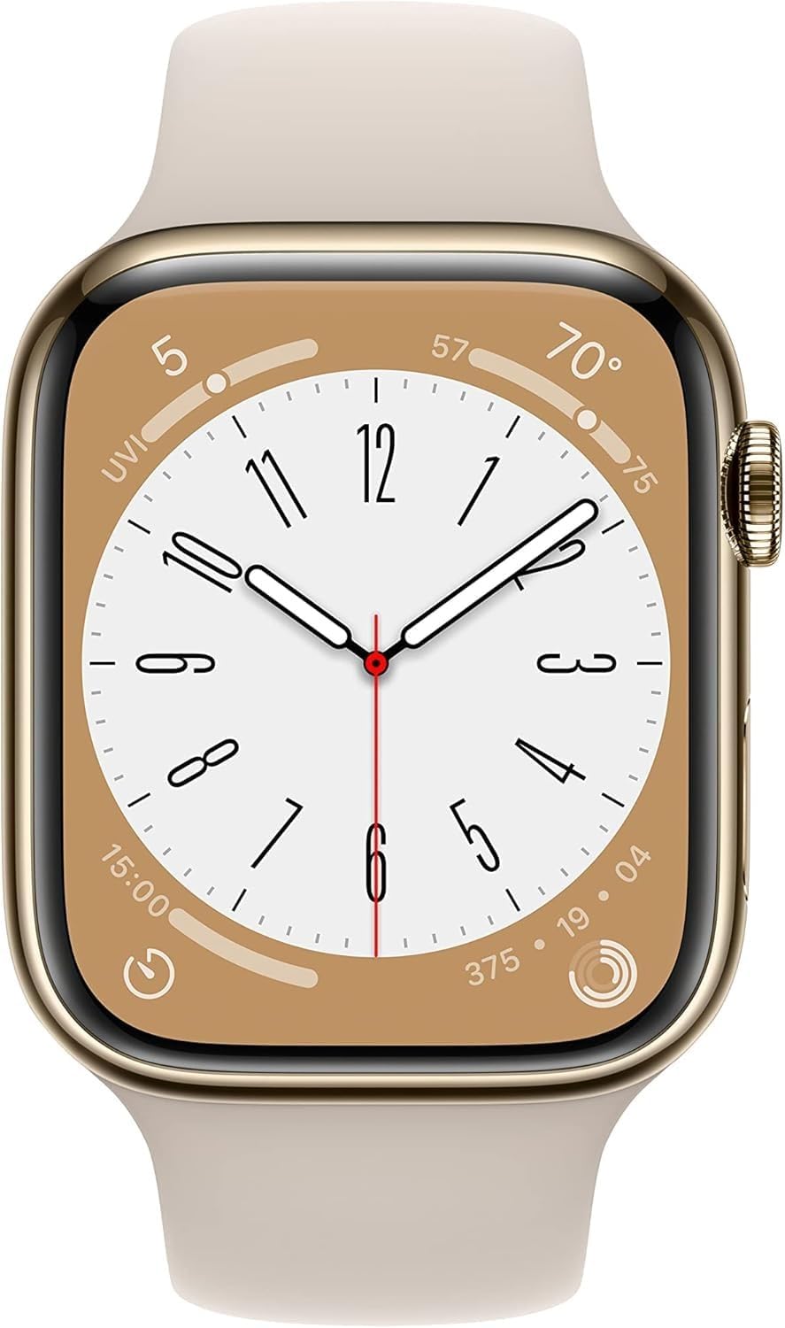 Apple Watch Series 8 (GPS + LTE) 45MM Gold Stainless Steel Case Starlight Sport Band (Certified Refurbished)