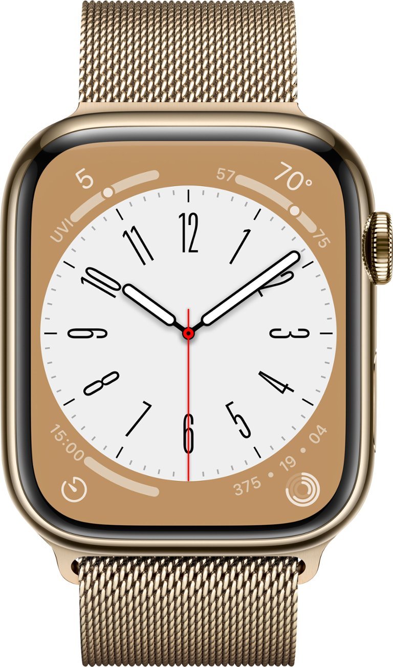 Apple Watch Series 8 (GPS+LTE) 45mm Stainless Steel Case w/ Milanese Loop - Gold (Refurbished)