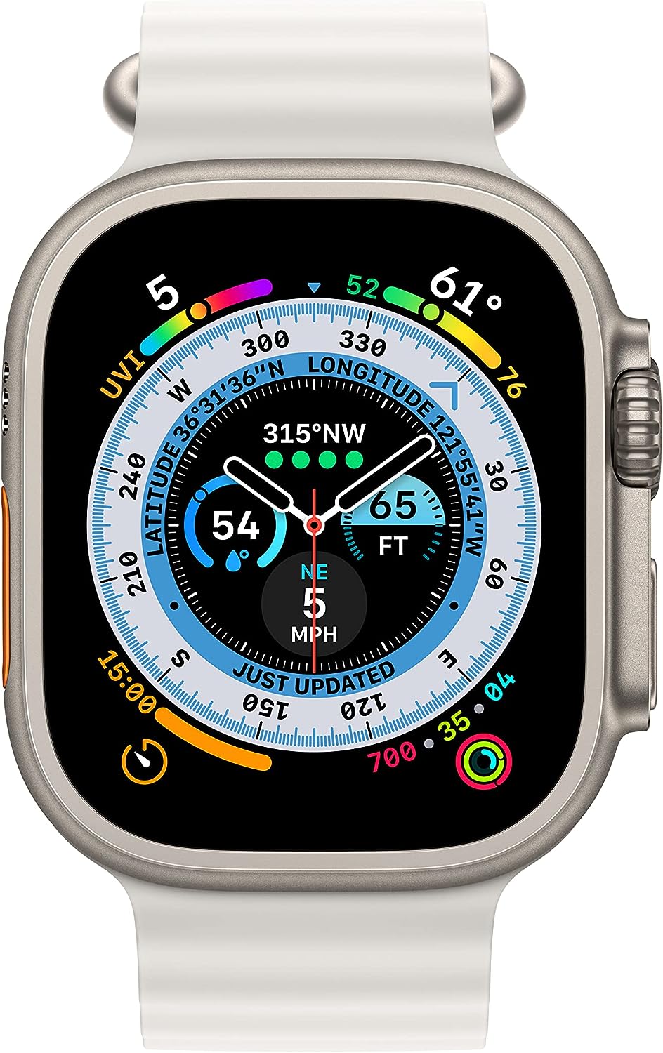 Apple Watch Ultra (GPS + LTE) 49mm Silver Titanium Case & White Ocean Band (Refurbished)