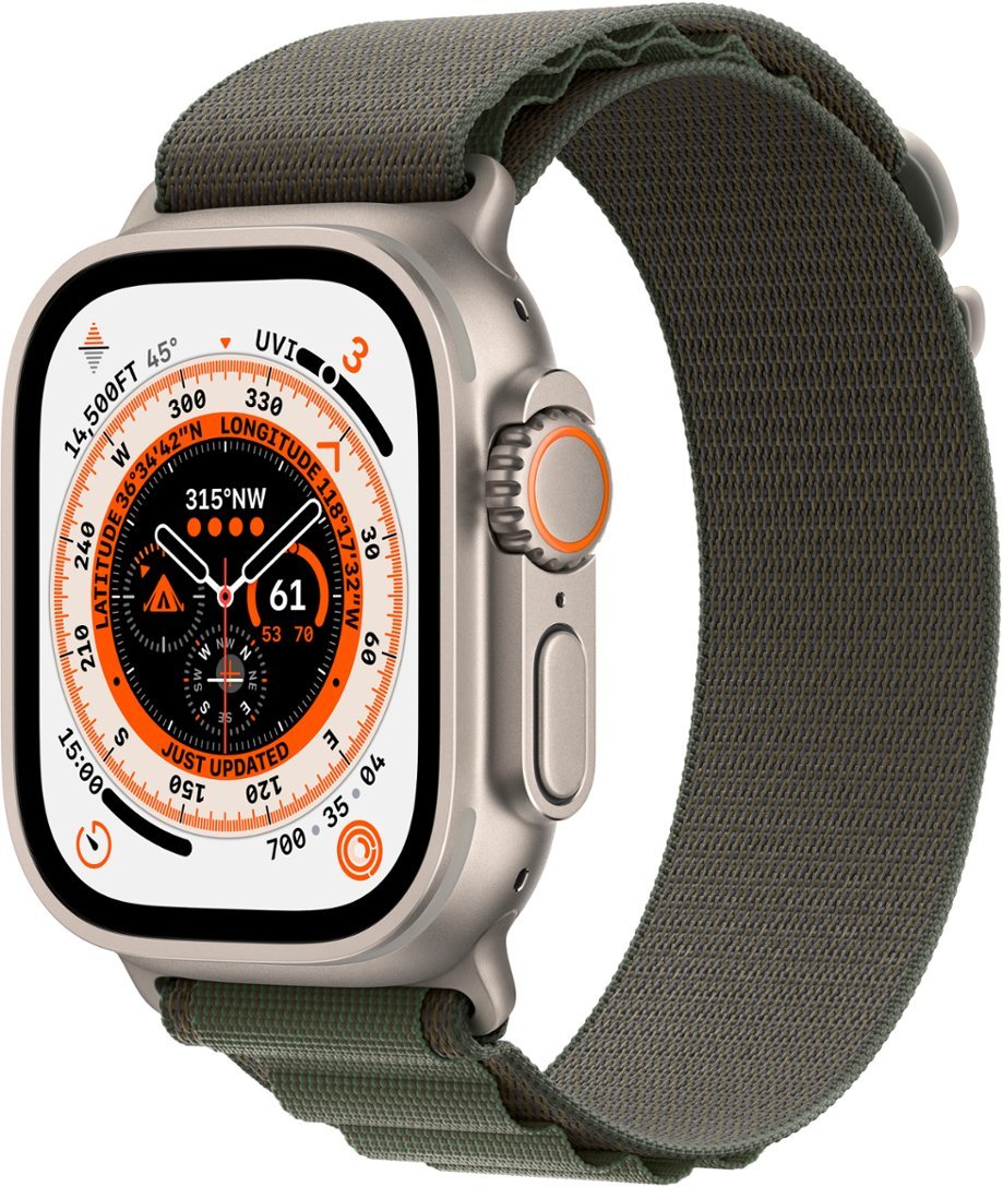 Apple Watch Series Ultra GPS+LTE 49MM Titanium Case w/Green Alpine Loop - Medium (Refurbished)