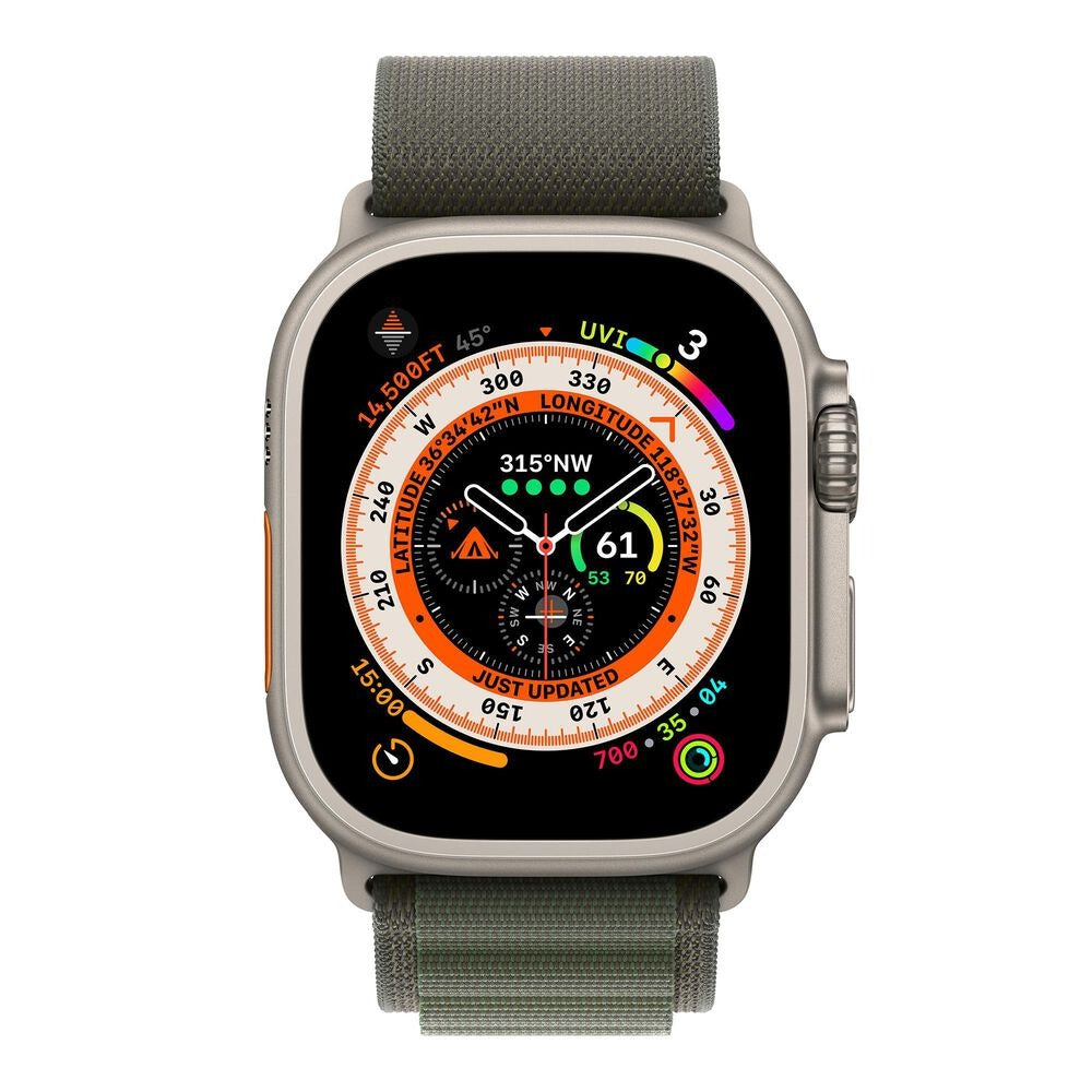 Apple Watch Series Ultra - Titanium Case w/ Large Green Alpine Loop Band, Unlocked, 49mm - Refurbished
