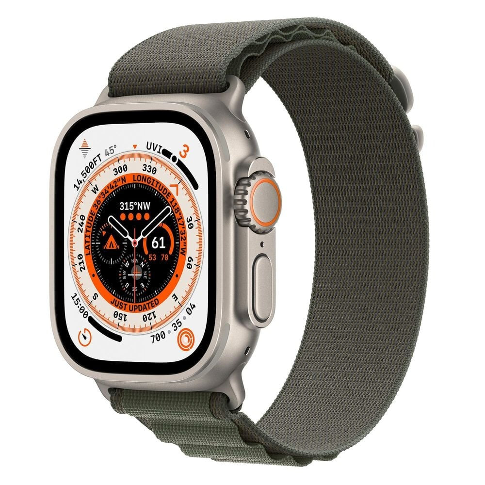 Apple Watch Series Ultra GPS+LTE 49MM Titanium Case w/Green Alpine Loop - Large (Refurbished)