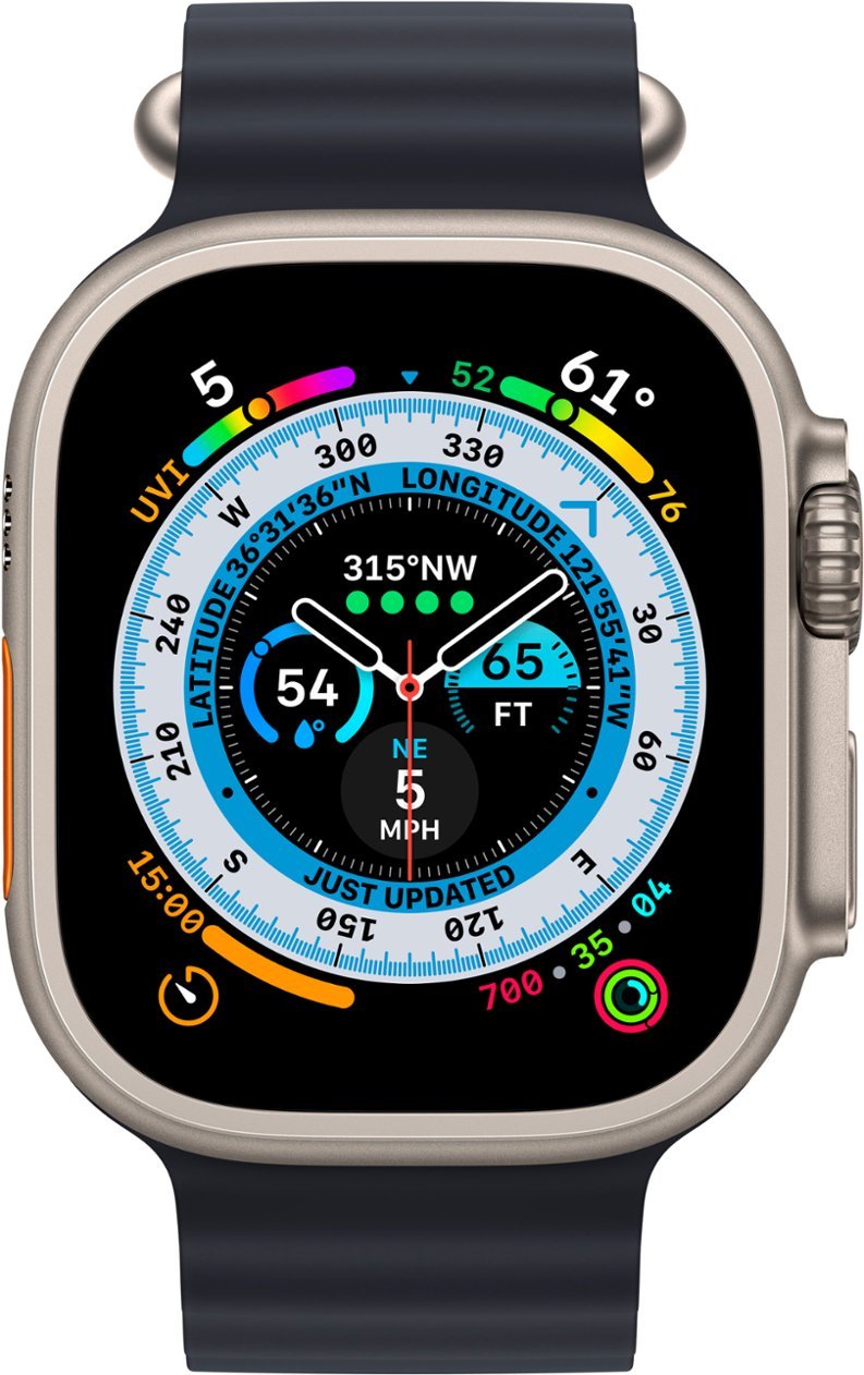 Apple Watch Series Ultra - Titanium Case w/ Midnight Ocean Band, Unlocked, 49mm - Renewed