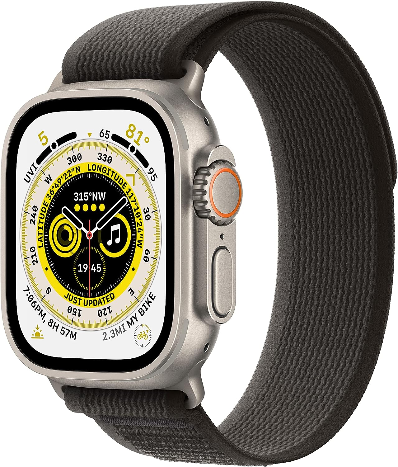 Apple Watch Series Ultra - Titanium Case w/ M/L Black Trail Loop Band, Unlocked, 49mm - Refurbished