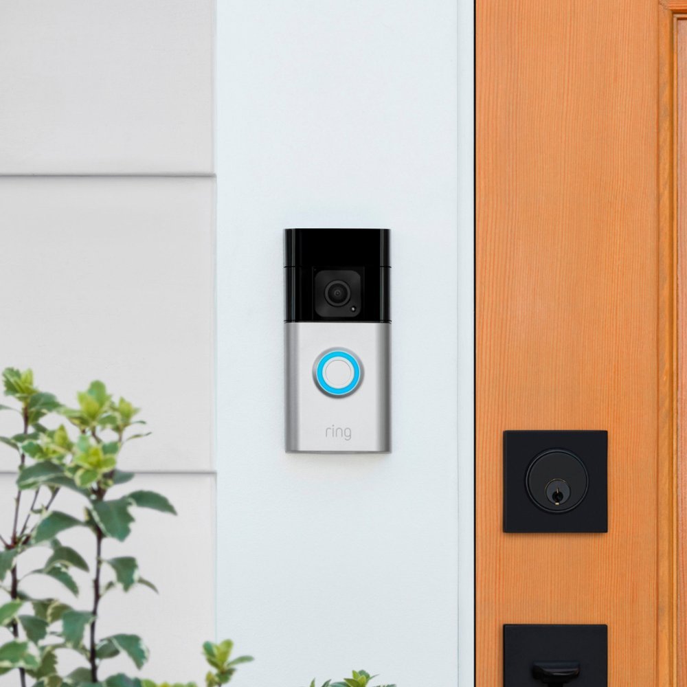 Ring Battery Doorbell Plus Smart Doorbell w/Head to Toe View - Satin Nickel (Pre-Owned)