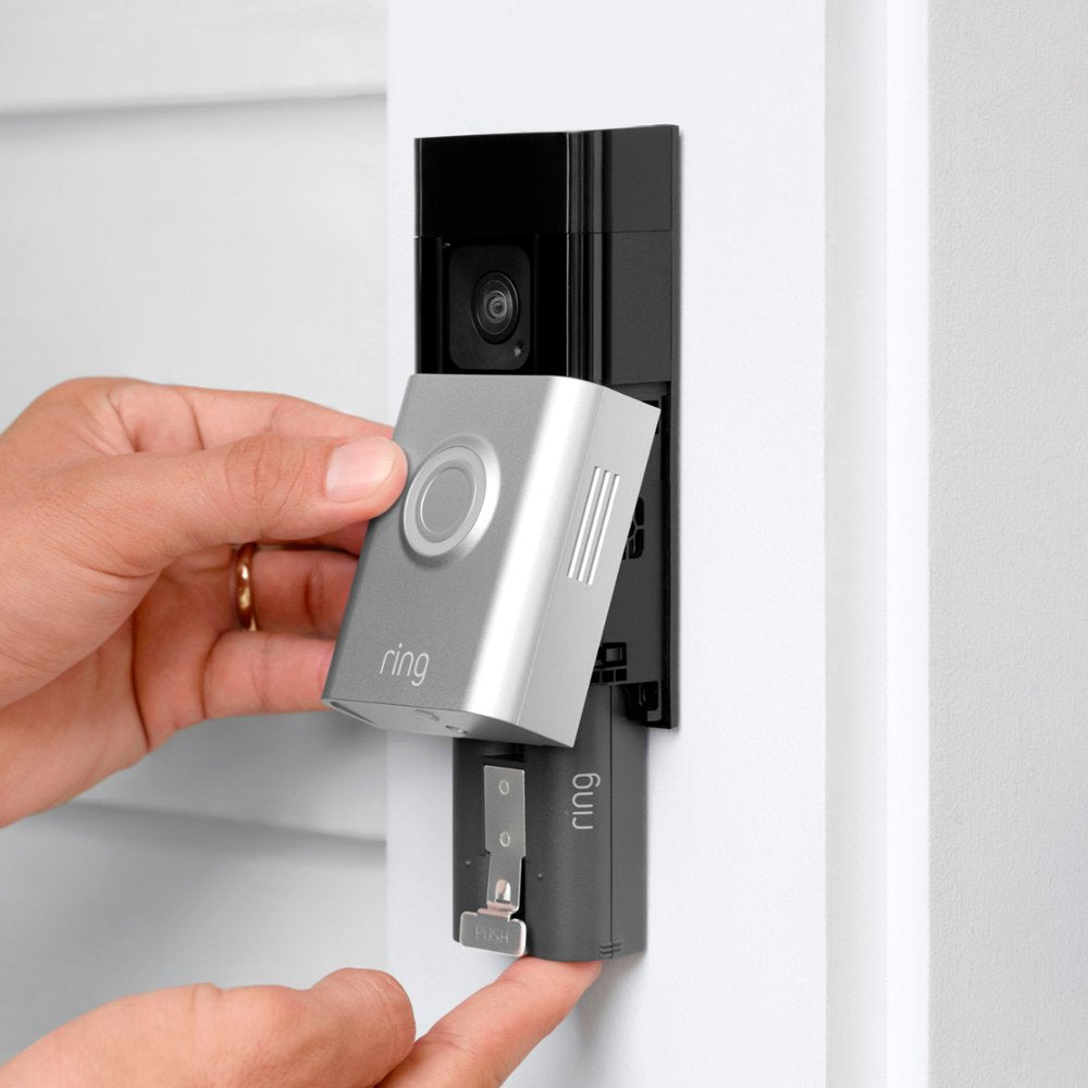 Ring Battery Doorbell Plus Smart Doorbell w/Head to Toe View - Satin Nickel (Pre-Owned)