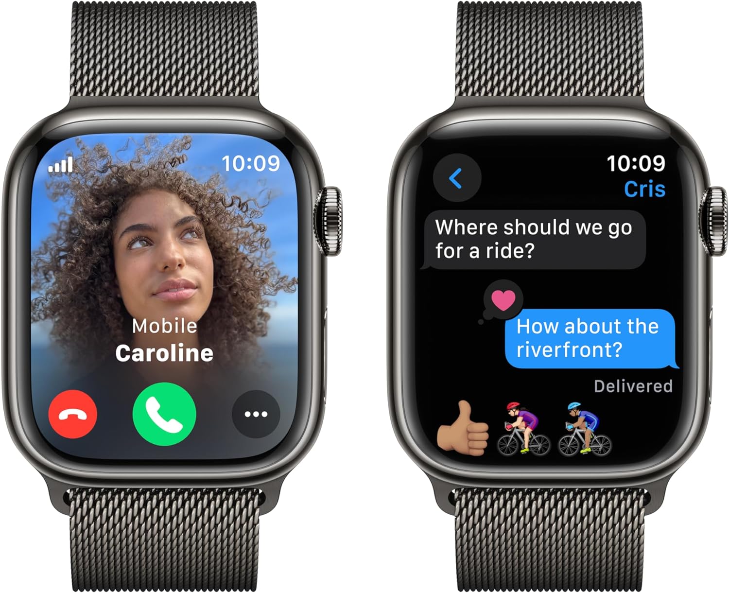 Apple Watch Series 9 - Graphite Stainless Steel Case w/ Milanese Loop, Unlocked, 41MM - Refurbished