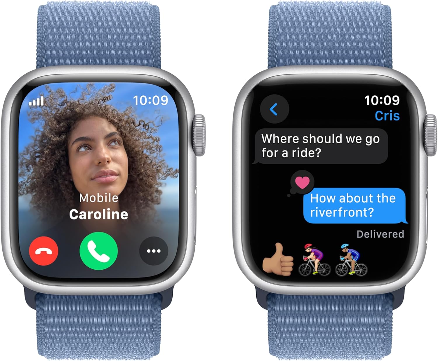 Apple Watch Series 9 (GPS+LTE) 45MM Silver Aluminum Case Winter Blue Sport Loop (Pre-Owned)