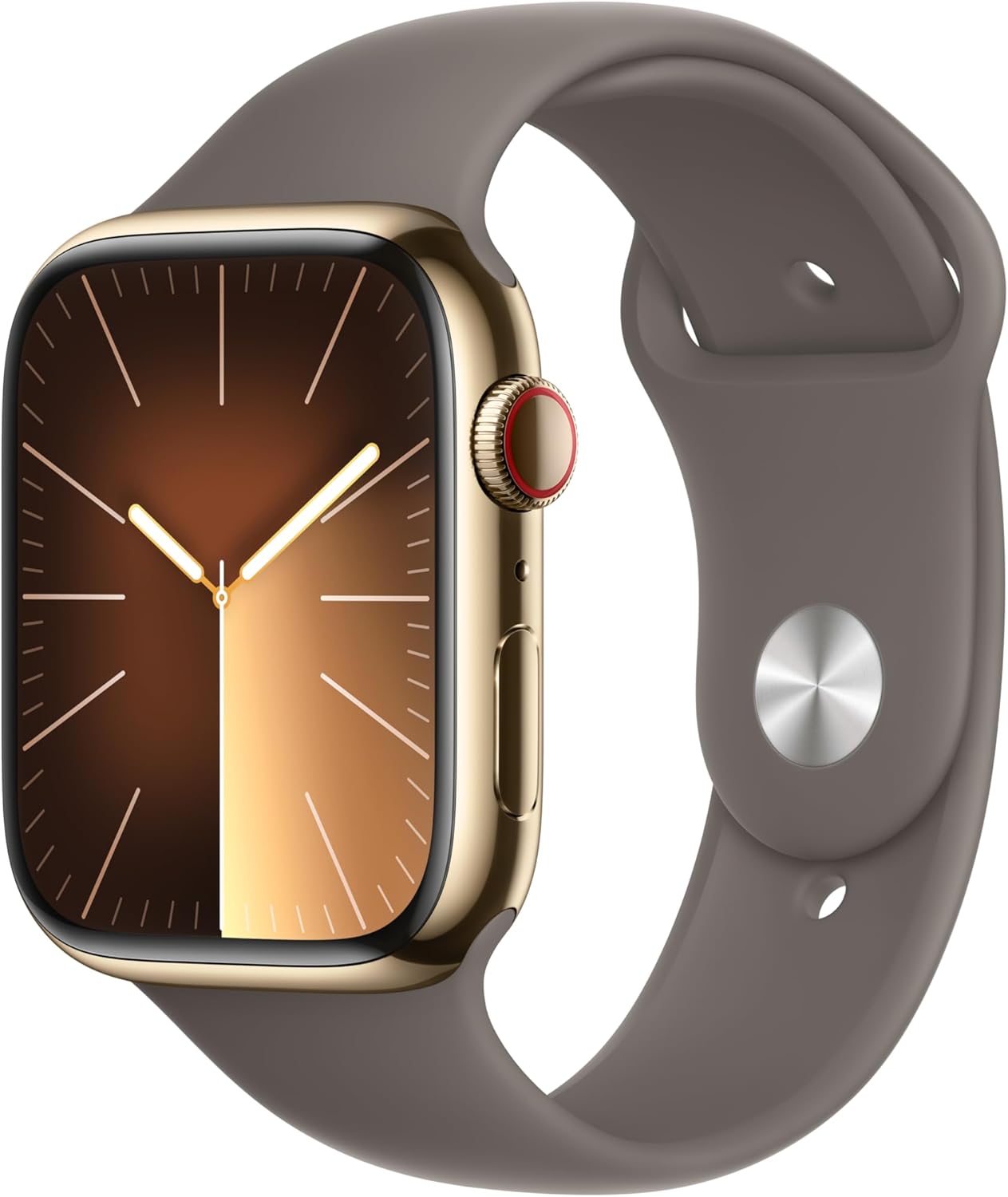 Apple Watch Series 9 (GPS + LTE) 45MM Gold Stainless Steel Case Clay Sport Band (Refurbished)