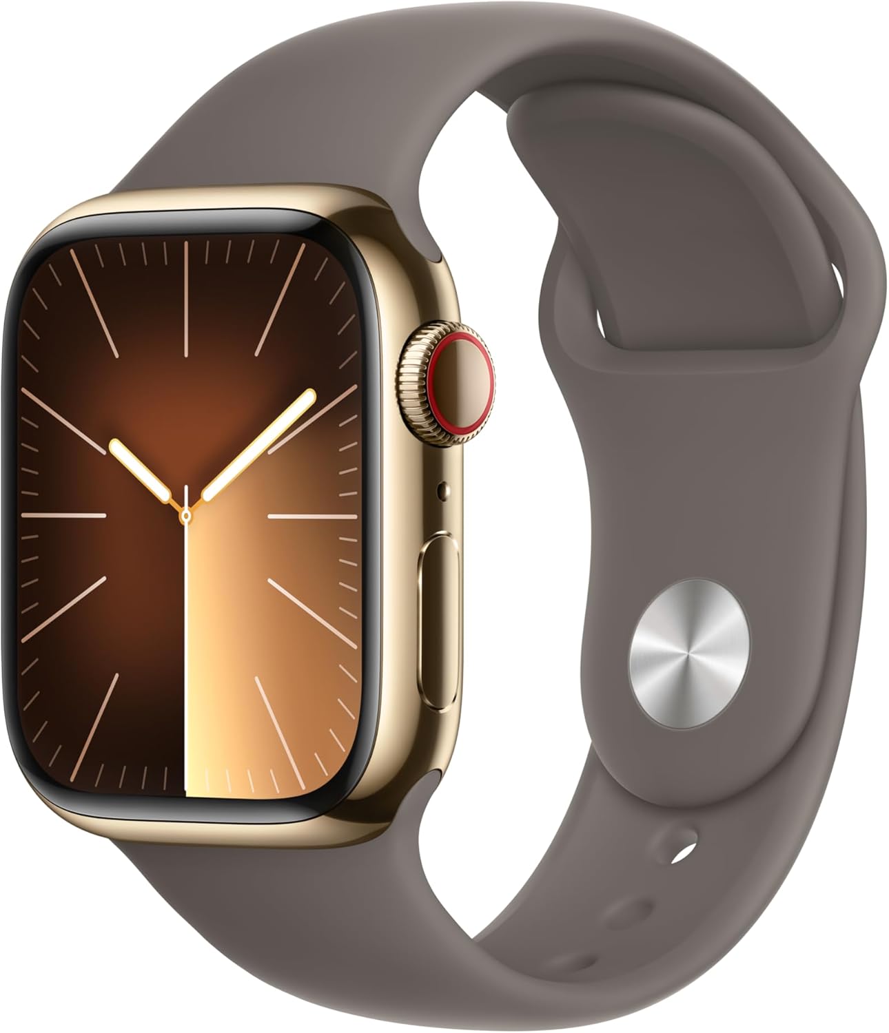 Apple Watch Series 9 (GPS + LTE) 41MM Gold Stainless Steel Case Clay Sport Band (Refurbished)