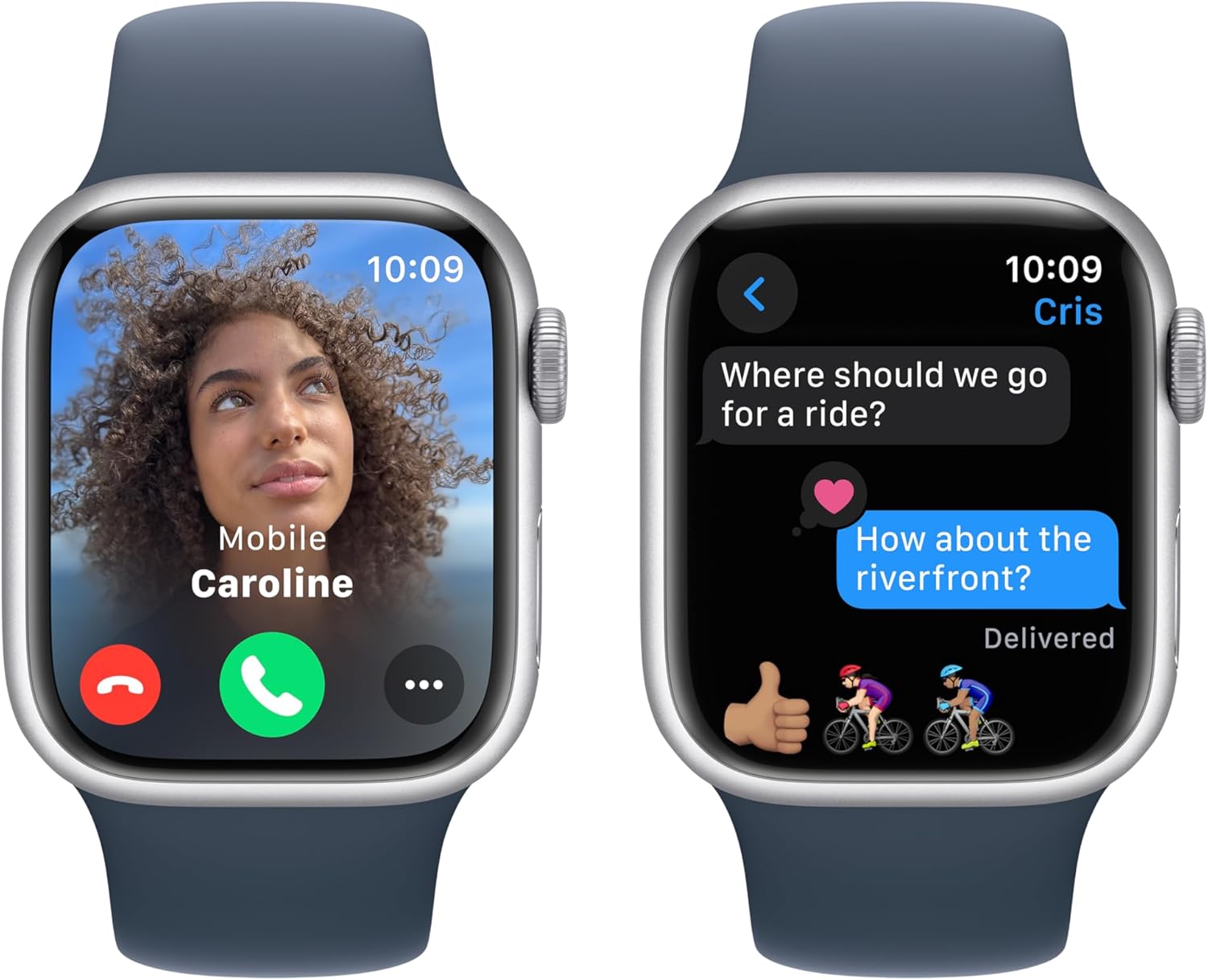 Apple Watch Series 9 (GPS) 41MM Silver Aluminum Case Storm Blue Sport Band (Refurbished)