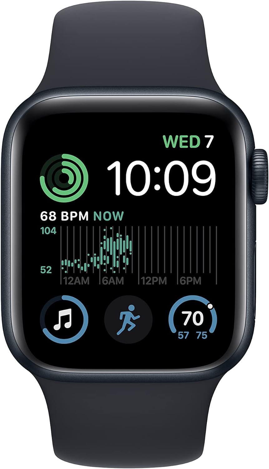 Apple Watch Series SE 2nd Gen (GPS) 40MM Midnight Aluminum Case Black Sport Band (Refurbished)