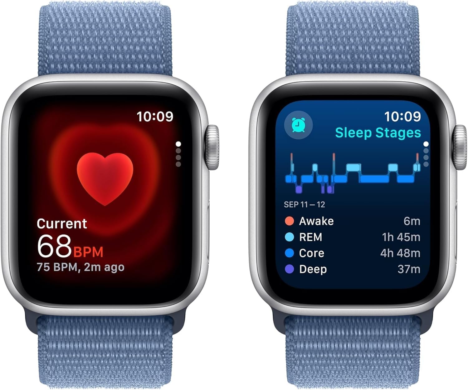 Apple Watch SE 2nd Gen (GPS) 40MM Silver Aluminum Case Winter Blue Sport Loop (Refurbished)