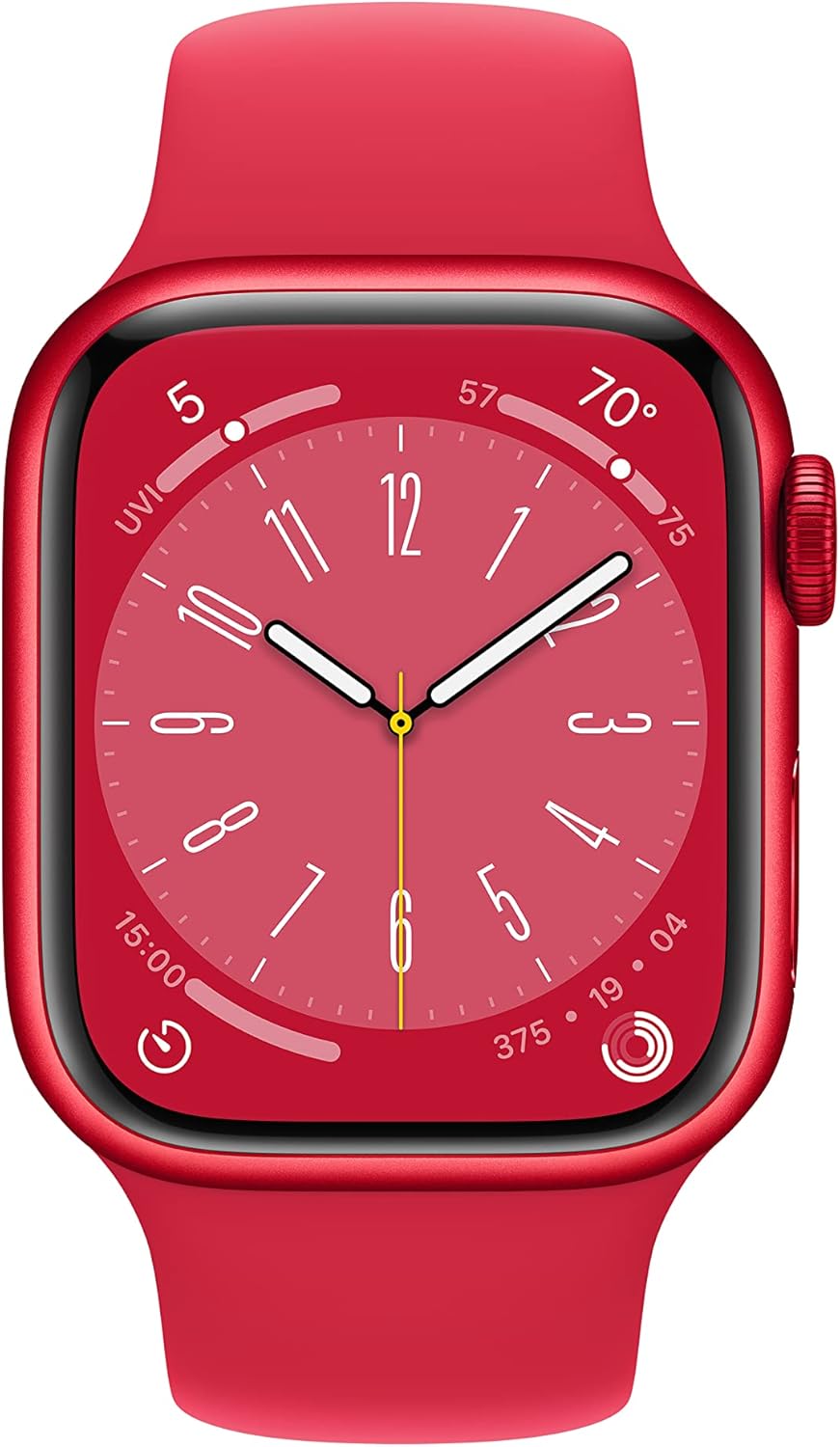 Apple Watch Series 8 (GPS) 41MM (Product)RED Aluminum Case (Product)RED Sport Band (Renewed)